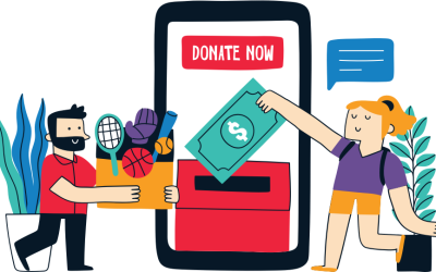 Illustration of people donating.